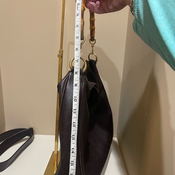 Vintage Gucci Leather Bamboo Top Handle Xl Crossbody Bag - Picture 6 of 16
